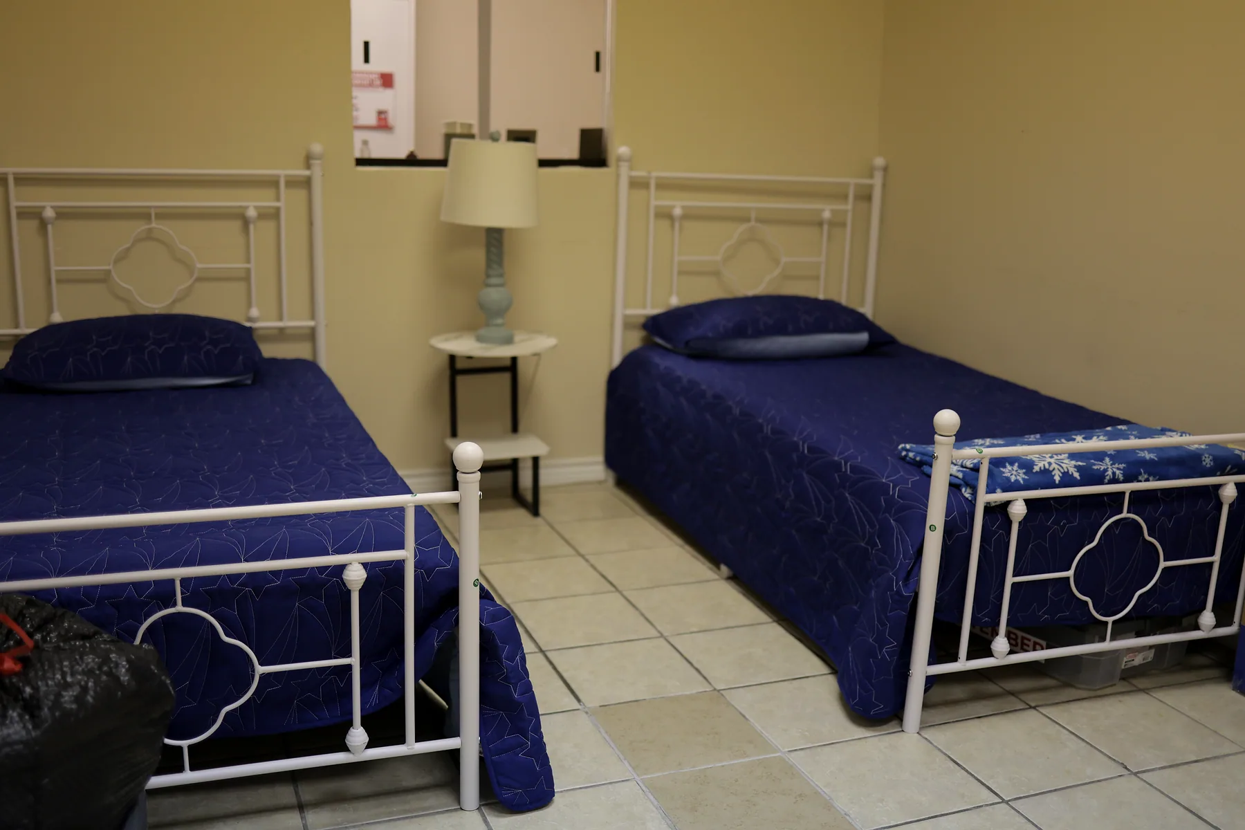 The quiet room, with beds made up for rest during the day